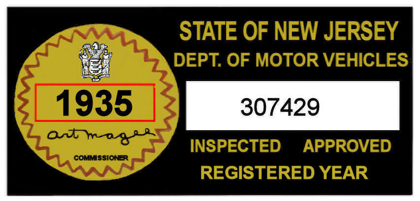 (image for) 1935 New Jersey Safety Check Inspection Sticker